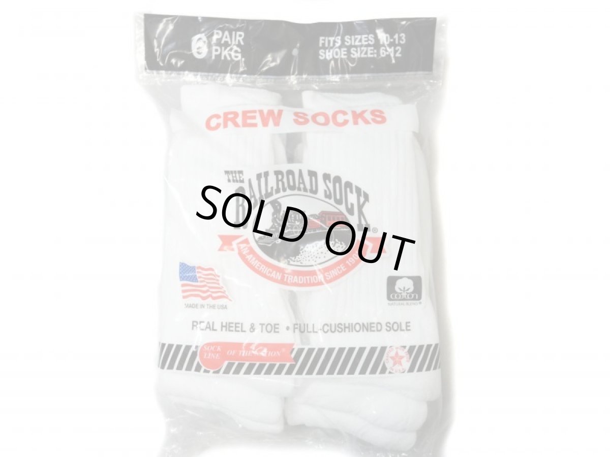 画像1: The Railroad Sock 6Pair Crew Socks White レイルロードソックス (1)