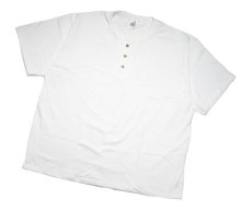 画像1: Cal Cru Oversized S/S 3Button Henley T-Shirt White カルクルー (1)