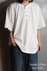 画像5: Cal Cru Oversized S/S 3Button Henley T-Shirt White カルクルー (5)