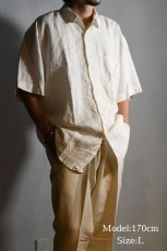 画像5: Deadstock Goouch Short Sleeve Linen Shirt Natural (5)