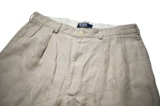 画像2: Used Polo Ralph Lauren Pleated Linen Shorts Khaki (2)