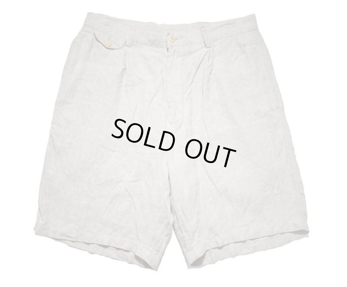 画像1: Used Nautica Pleated Linen Shorts Khaki (1)