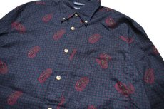 画像2: Used Nautica Paisley Pattern L/S Shirt (2)