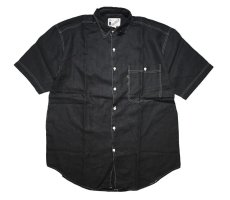 画像1: Deadstock Goouch Short Sleeve Linen Shirt Black Over Dye (1)