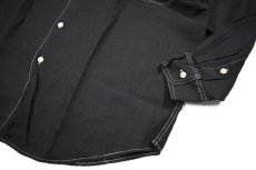 画像3: Deadstock Goouch Single Pocket Long Sleeve Linen Shirt Black Over Dye (3)