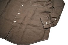 画像3: Deadstock Goouch Single Pocket Long Sleeve Linen Shirt Brown Over Dye (3)