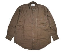 画像1: Deadstock Goouch Single Pocket Long Sleeve Linen Shirt Brown Over Dye (1)