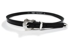 画像1: Tory Leather 3-Piece Silver Buckle Belt Black 2244 トリーレザー (1)