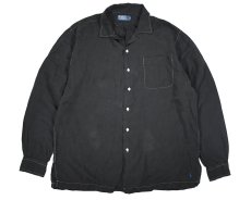 画像1: Used Polo Ralph Lauren Open Collar Shirt Black Over dye ラルフローレン (1)