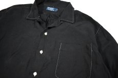 画像2: Used Polo Ralph Lauren Open Collar Shirt Black Over dye ラルフローレン (2)