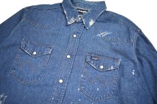 画像2: Used Wrangler Damaged Denim Western shirt (2)