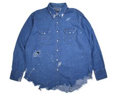 画像1: Used Wrangler Damaged Denim Western shirt (1)