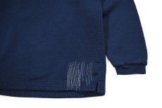 画像3: Used Russell Athletic Damaged Henley Neck Sweat Shirt Navy made in USA (3)