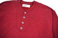 画像2: Used Russell Athletic × L.L.Bean Blank Henley Neck Sweat Shirt Burgundy made in USA (2)