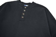 画像2: Used Russell Athletic Blank Henley Neck Sweat Shirt Black made in USA (2)