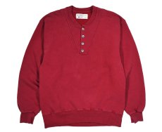 画像1: Used Russell Athletic × L.L.Bean Blank Henley Neck Sweat Shirt Burgundy made in USA (1)