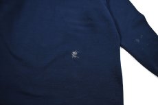 画像7: Used Russell Athletic Damaged Henley Neck Sweat Shirt Navy made in USA (7)