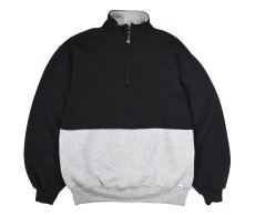 画像1: Used Russell Athletic Blank Quarter Zip Sweat Shirt Black/Grey made in USA (1)