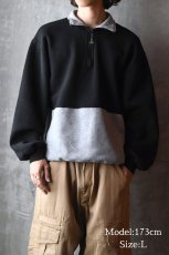 画像5: Used Russell Athletic Blank Quarter Zip Sweat Shirt Black/Grey made in USA (5)