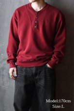 画像5: Used Russell Athletic × L.L.Bean Blank Henley Neck Sweat Shirt Burgundy made in USA (5)