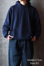 画像5: Used Russell Athletic Blank Sweat Hoodie Navy (5)