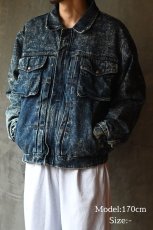 画像7: Used Levi's Denim Bomber Jacket Chemical Wash made in USA リーバイス (7)