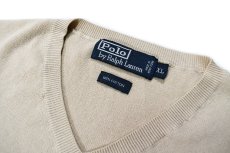 画像4: Used Polo Ralph Lauren V-Neck Knit Sweater Khaki ラルフローレン (4)