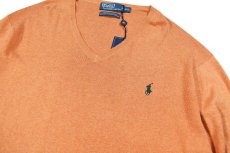 画像2: Deadstock Polo Ralph Lauren V-Neck Knit Sweater Orange ラルフローレン (2)