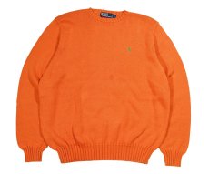 画像1: Used Polo Ralph Lauren Crew Neck Knit Sweater Orange ラルフローレン (1)