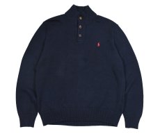 画像1: Used Polo Ralph Lauren Hi Neck Button Knit Navy ラルフローレン (1)