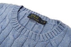 画像4: Used Polo Ralph Lauren Crew Neck Cable Knit Sweater Sax ラルフローレン (4)