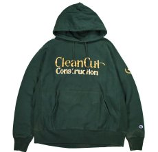 画像1: Used Champion Reverse Weave Sweat Hoodie "Clean Cut Construction" 両面プリント (1)