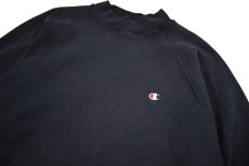 画像2: 90s Used Champion Reverse Weave Raglan Sleeves Mock Neck Sweat Shirt Navy made in USA (2)