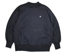 画像1: 90s Used Champion Reverse Weave Raglan Sleeves Mock Neck Sweat Shirt Navy made in USA (1)