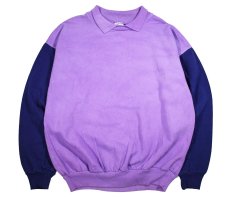 画像1: Deadstock K-Swiss Sweat Polo Purple/Navy made in USA (1)