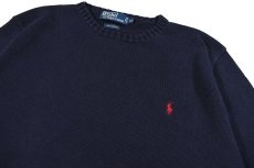 画像2: Used Polo Ralph Lauren Cotton Knit Sweater Navy ラルフローレン (2)