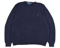 画像1: Used Polo Ralph Lauren Cotton Knit Sweater Navy ラルフローレン (1)