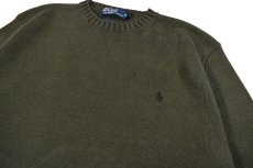 画像2: Used Polo Ralph Lauren Cotton Knit Sweater Olive ラルフローレン (2)