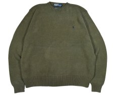 画像1: Used Polo Ralph Lauren Cotton Knit Sweater Olive ラルフローレン (1)