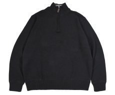 画像1: Used Eddie Bauer Cotton Quarter Zip Knit Sweater Black (1)