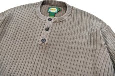 画像2: Used Cabela's Cotton Henley Neck Knit Sweater Olive (2)