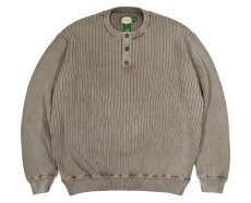 画像1: Used Cabela's Cotton Henley Neck Knit Sweater Olive (1)