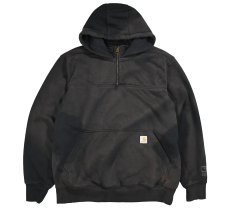 画像1: Used Carhartt Quarter Zip Sweat Hoodie Fade Black (1)