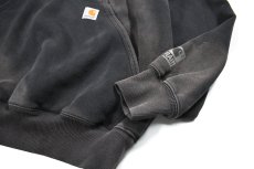 画像3: Used Carhartt Quarter Zip Sweat Hoodie Fade Black (3)