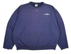 画像1: Used Carhartt Crew Neck Sweat Shirt Fade Navy made in USA (1)