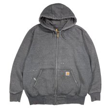 画像1: Used Carhartt Zip Sweat Hoodie Fade Charcoal (1)