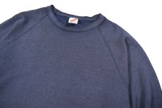 画像2: Used Jerzees Raglan Sleeve Blank Sweat Shirt Fade Navy made in USA (2)