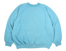 画像1: Used Hanes Raglan Sleeve Blank Sweat Shirt Fade Turquoise made in USA (1)