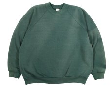 画像1: Used Fruit of the Loom Raglan Sleeve Blank Sweat Shirt Fade Green (1)