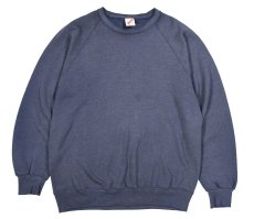 画像1: Used Jerzees Raglan Sleeve Blank Sweat Shirt Fade Navy made in USA (1)